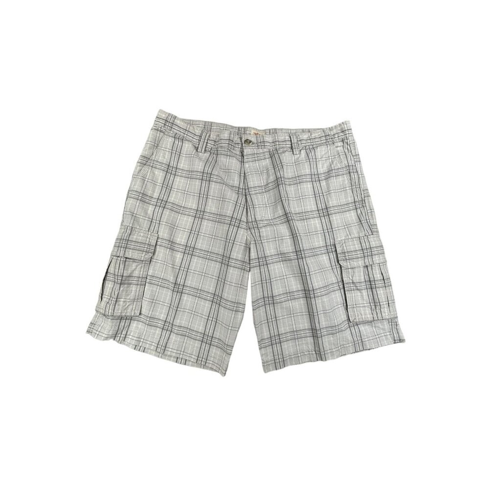 Dockers Plaid Cargo Shorts Men's 38 Gray Chino Golf Casual